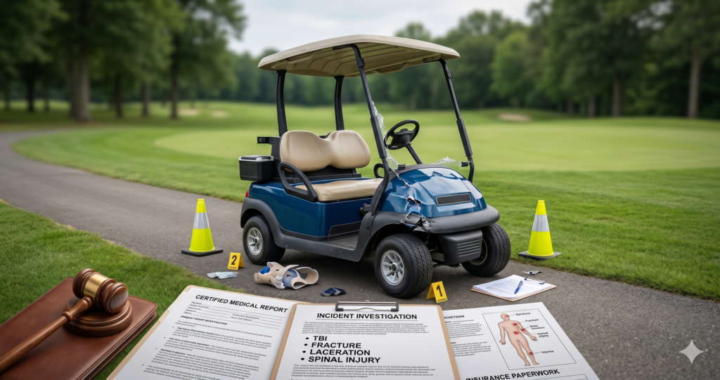 common injuries from golf cart accidents